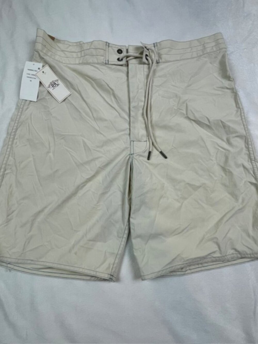 VTG Double RRL Ralph Lauren Men's Chic Nylon Board Trunk, Cream Beige, Size 36